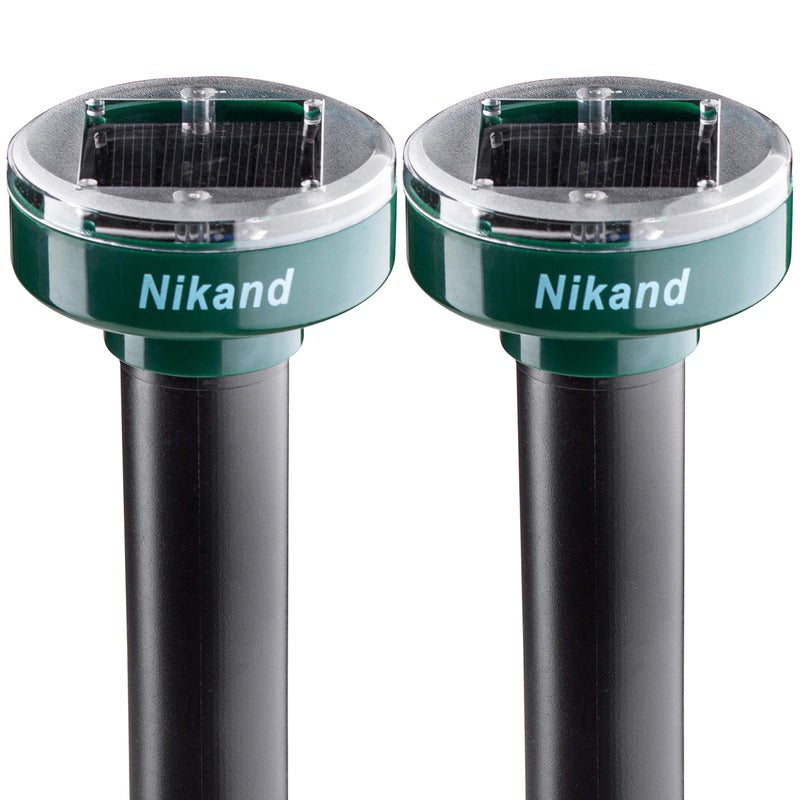 NIKAND Gopher Repellent Ultrasonic Solar Powered - Mole Repellent Stakes Outdoor Pet Safe - Groundhog Repeller Snake Rodent Gopher Spikes Chaser - Sonic Mole Deterrent Devices (2) - Image 1